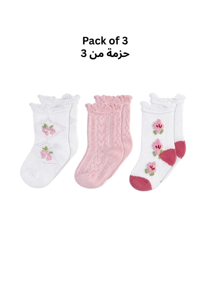 بريميم 3 أزواج من جوارب الأطفال القطنية للبنات متعددة الألوان (من 0 إلى 6 أشهر) - Image 2