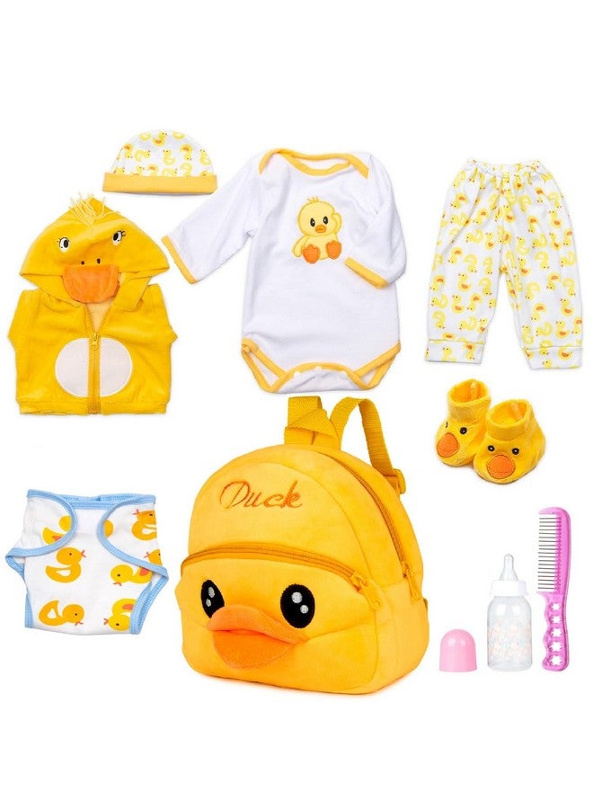 Pedolltree Reborn Baby Dolls Clothes Accessories Yellow Duck 9Pcs Set With Backpack Diaper For 17-22 Inch Reborn Doll Newborn Girl&Boy - Image 1
