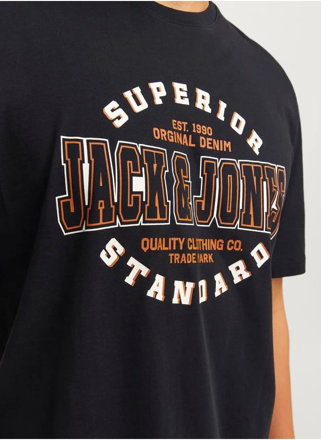 JACK & JONES Logo Print Crew Neck T-Shirt