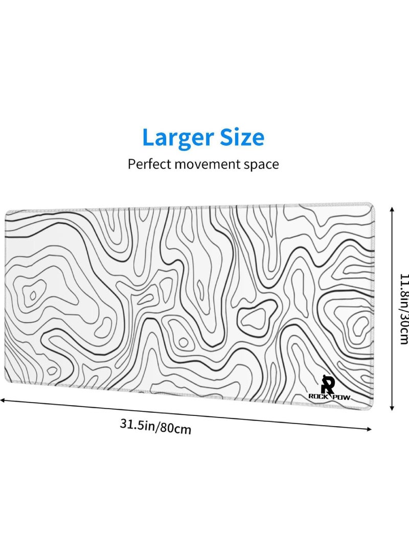 Beauenty - Hedonists Topographic Waterproof Mouse Pad, Extended Gaming Mouse Mat for Home  Office, Large Laptop  Keyboard Mat with Non-Slip Rubber Base, Stitched Edges (800 * 300 * 3mm) - Image 1