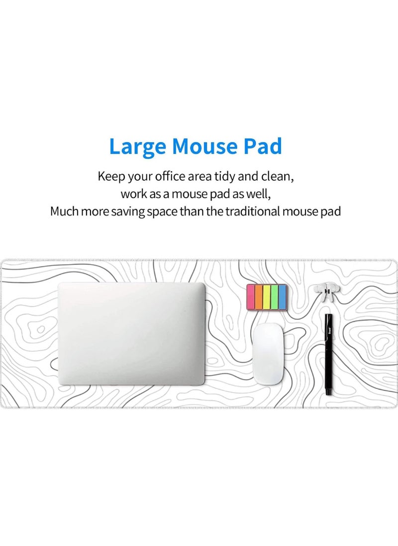 Beauenty - Hedonists Topographic Waterproof Mouse Pad, Extended Gaming Mouse Mat for Home  Office, Large Laptop  Keyboard Mat with Non-Slip Rubber Base, Stitched Edges (800 * 300 * 3mm) - Image 1