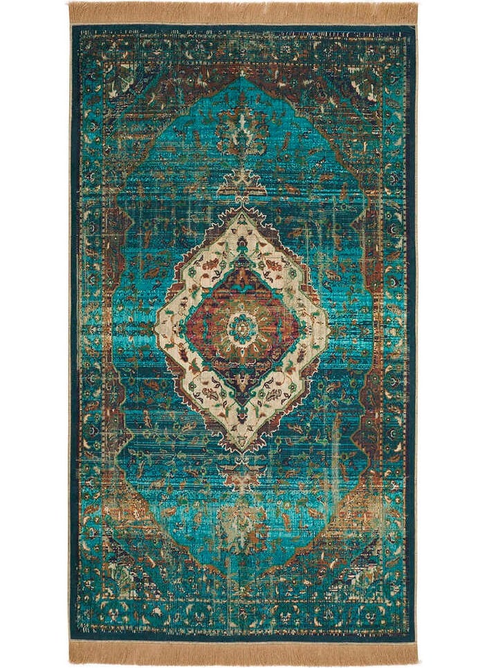 Bursa İpek - Bursa Silk Green Velvet Carpet Prayer Rug - Image 1