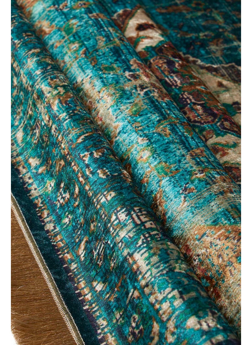 Bursa İpek - Bursa Silk Green Velvet Carpet Prayer Rug - Image 1