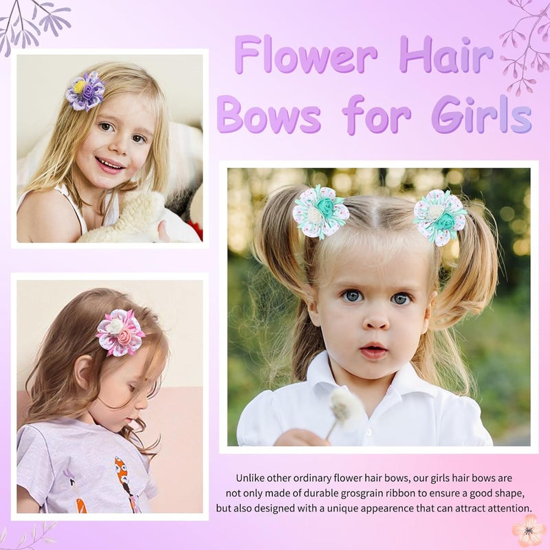 TOKUFAGU 6PCS Hair Bows for Girls Flower Hair Clips Hair Accessories for Girls Toddler Bow with Alligator Clips for Kids Child Teens Ice cream color - Image 5