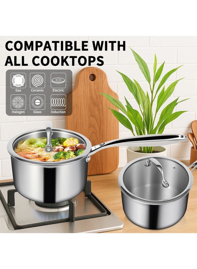 EWFEN 3 Quarts Stainless Steel Saucepan with Lid - Image 3