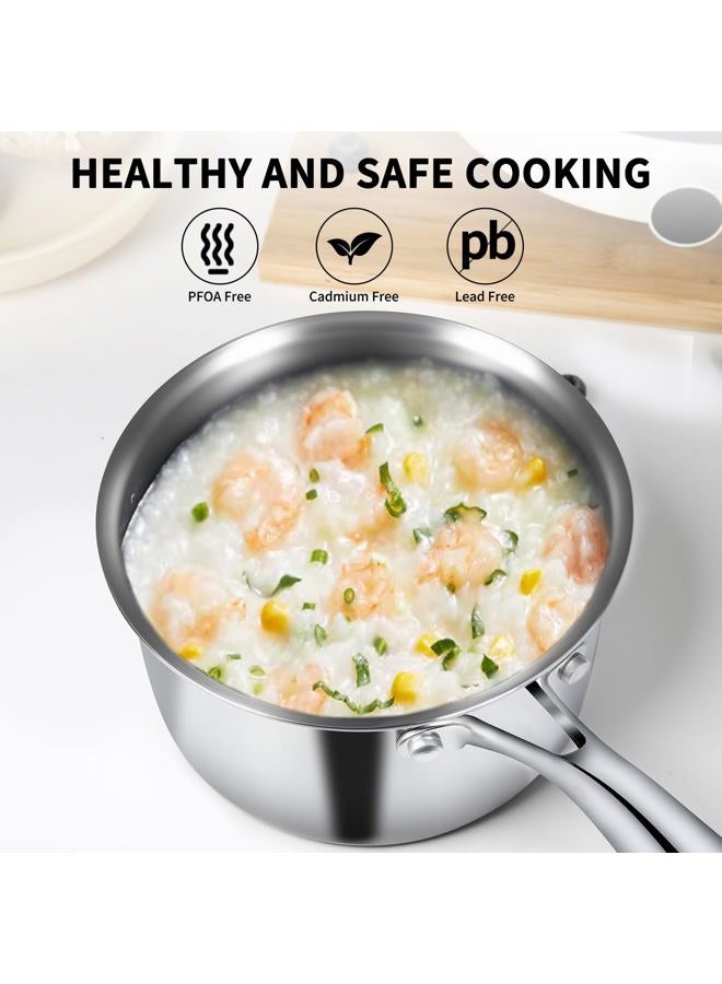 EWFEN 3 Quarts Stainless Steel Saucepan with Lid - Image 5