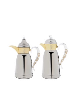 Alsaif Gallery Saif Gallery Qamar Stainless Steel Thermos Set, 0.7/1 Liter - Silver  - Image 1