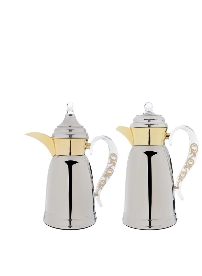 Alsaif Gallery Saif Gallery Qamar Stainless Steel Thermos Set, 0.7/1 Liter - Silver  - Image 1