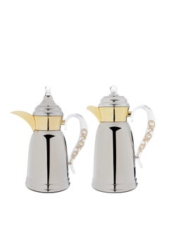 Alsaif Gallery Saif Gallery Qamar Stainless Steel Thermos Set, 0.7/1 Liter - Silver  - Image 2