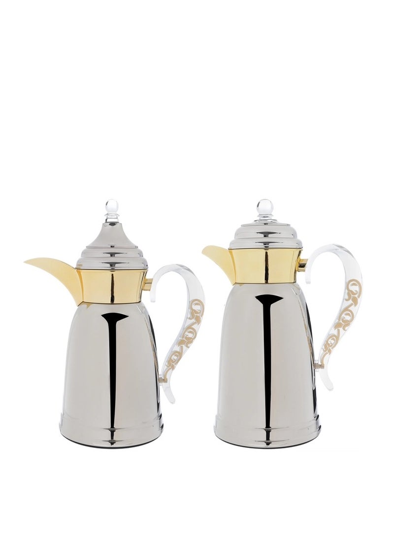 Alsaif Gallery Saif Gallery Qamar Stainless Steel Thermos Set, 0.7/1 Liter - Silver  - Image 2
