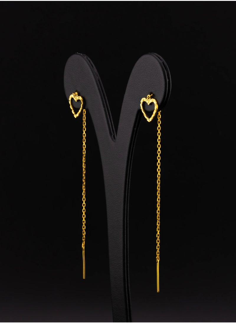 AAZ Jewellery L.L.C - Open Hearts 22K Gold Threader Earrings - Image 1