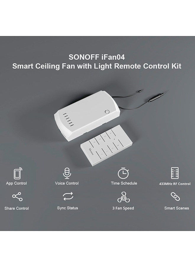 SONOFF - iFan04-H Wi-Fi Smart Ceiling Fan with Light Remote Control Kit APP/Voice Control & Remote Control 3 Fan Speeds Compatible with Alexa & Google Home Assistant (High Voltage) - Image 1