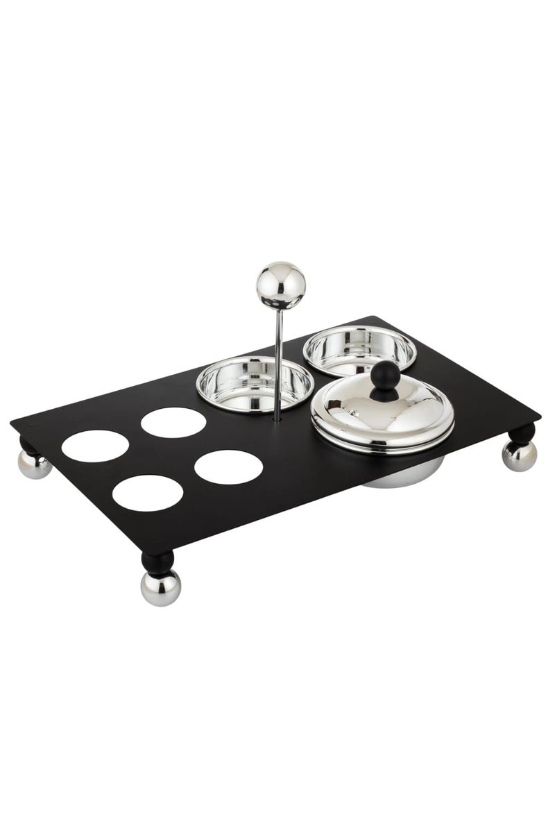 اباريك الصفا شيالة فناجيل مع تمريه على شكل مستطيل اللون اسود/ فضي - Image 3