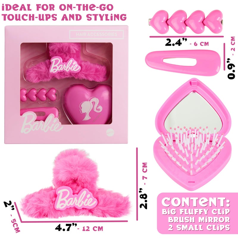 Barbie Hair Clips, Claw Clip & Folding Brush for Girls Teens Hair Accessories Dress Up, Pink Beauty Set, Cute Stuff, Gifts for Girls - Image 3