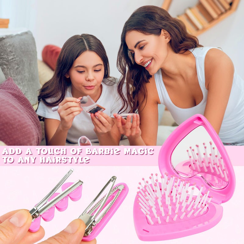 Barbie Hair Clips, Claw Clip & Folding Brush for Girls Teens Hair Accessories Dress Up, Pink Beauty Set, Cute Stuff, Gifts for Girls - Image 5