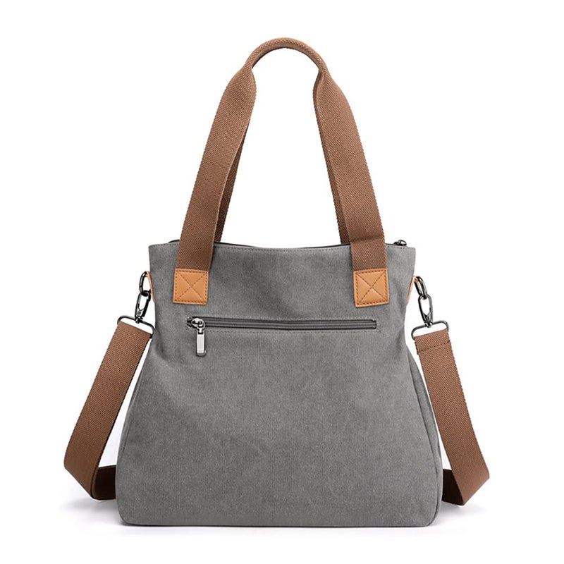 SNUG STAR MUTC New Canvas Handbag Multi-Color Striped Lattice Cross Body Shoulder Purse Bag Tote-Handbag for Women (Multi Color Grey) - Image 2
