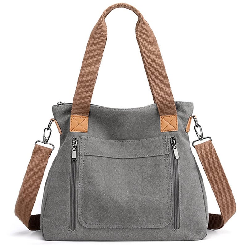 SNUG STAR MUTC New Canvas Handbag Multi-Color Striped Lattice Cross Body Shoulder Purse Bag Tote-Handbag for Women (Multi Color Grey) - Image 1