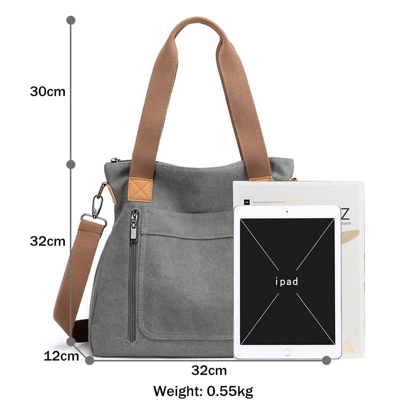 SNUG STAR MUTC New Canvas Handbag Multi-Color Striped Lattice Cross Body Shoulder Purse Bag Tote-Handbag for Women (Multi Color Grey) - Image 3