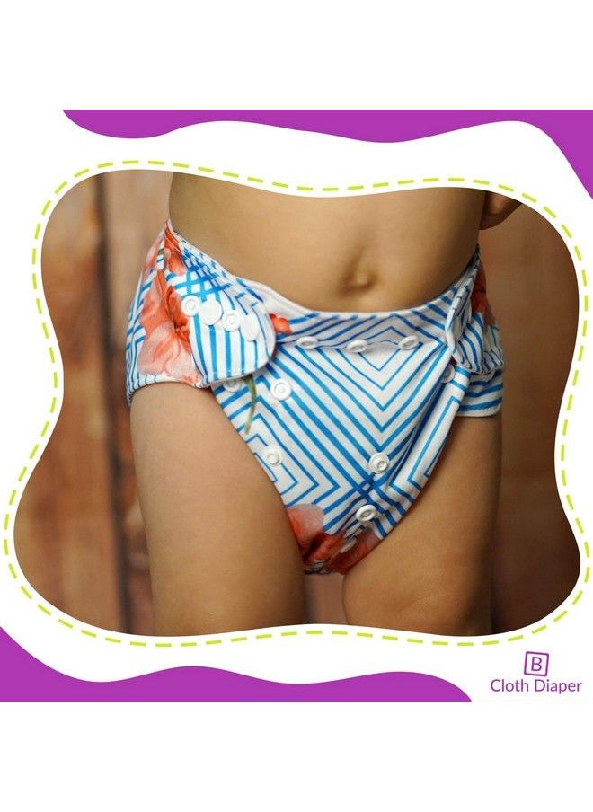 BEMBIKA - Cloth Polyester Diapers For Babies Washable Reusable Adjustable Sizes No Inserts Included (Anchor + Floral 02 Years) Combo Pack Of 2 - Image 1