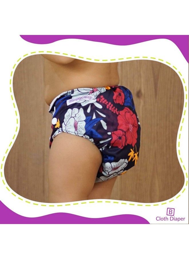 BEMBIKA - Cloth Polyester Diapers For Babies Washable Reusable Adjustable Sizes No Inserts Included (Anchor + Floral 02 Years) Combo Pack Of 2 - Image 1