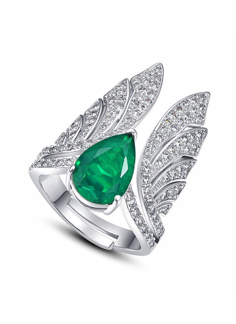 Imitation Emerald Teardrop-Shaped Ring