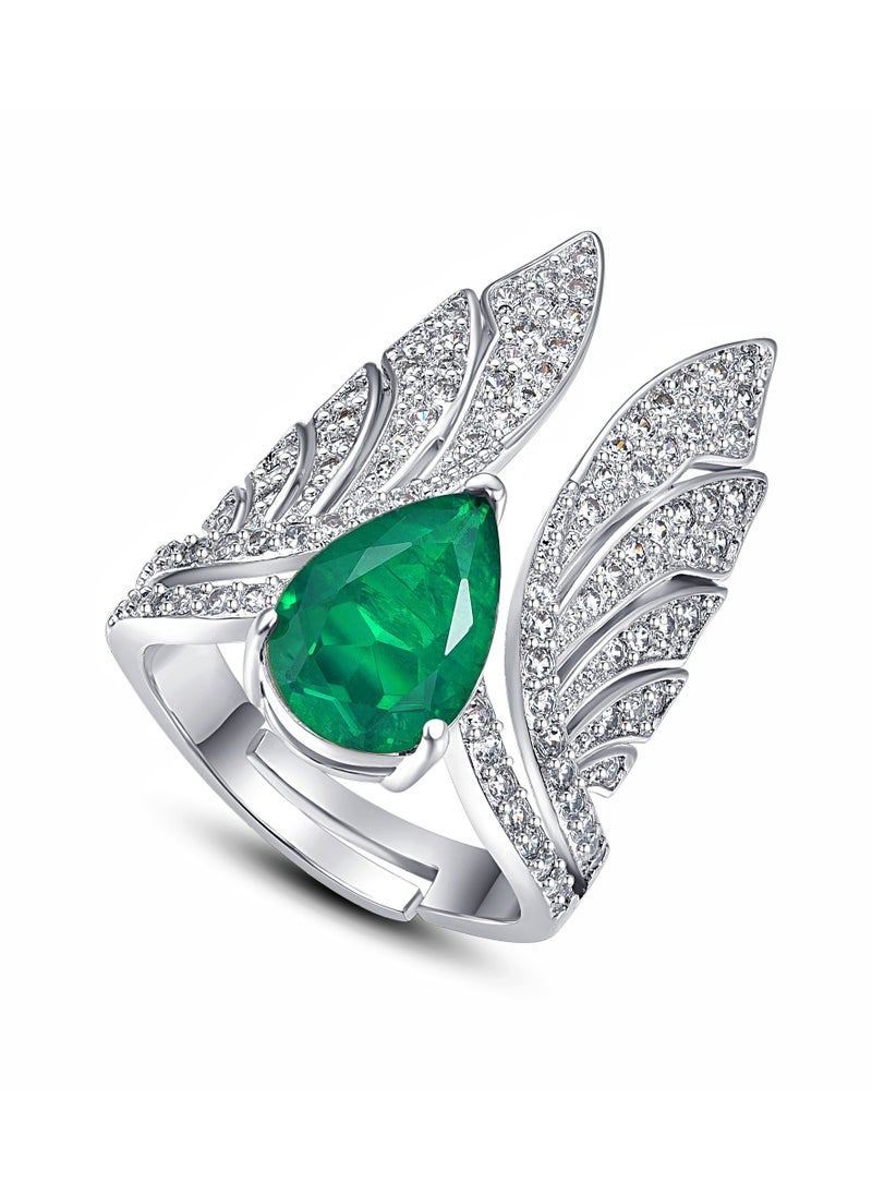QUAINT - Imitation Emerald Teardrop-Shaped Ring - Image 1