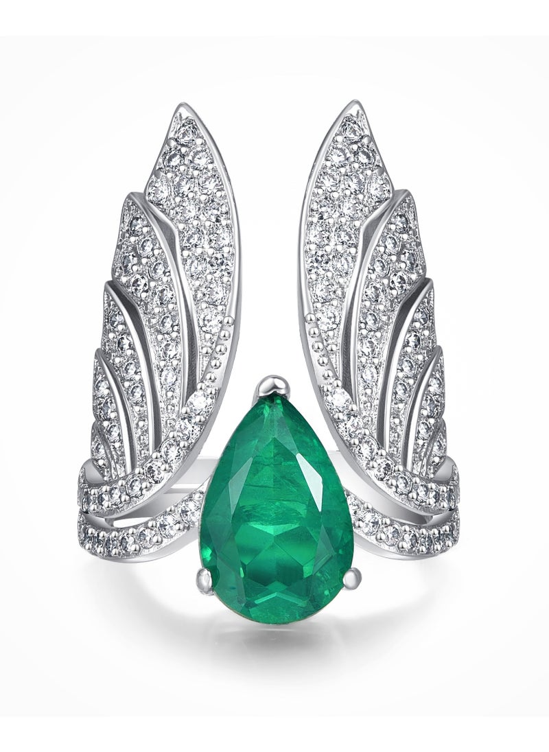 QUAINT - Imitation Emerald Teardrop-Shaped Ring - Image 1