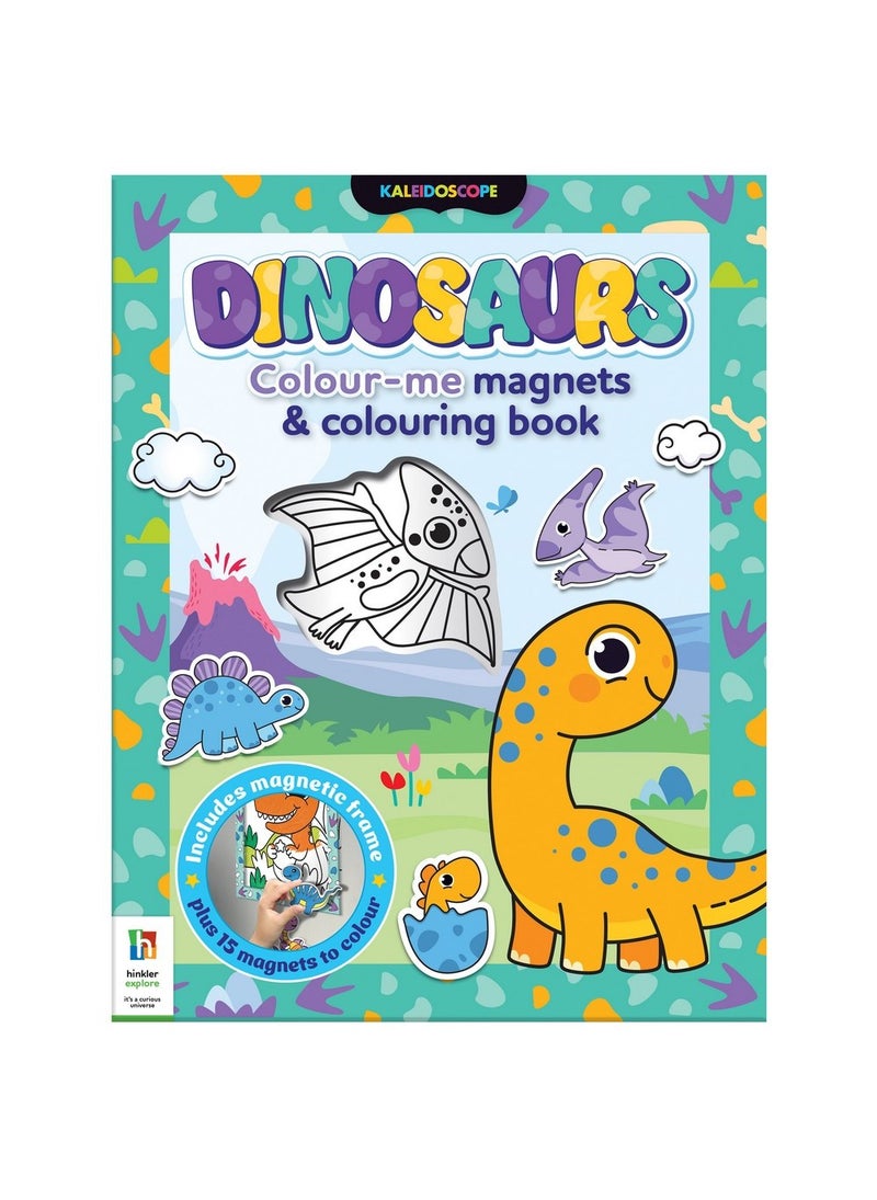 Hinkler Hinkler Dinosaurs Colour-Me Magnets - DIY Dinosaur Magnet Art Set includes magnetic frame and 15 magnets to colour, Fun Magnetic Activities, Easy-to-Use Magnet Set,  Dinosaur-Themed Craft - Image 1