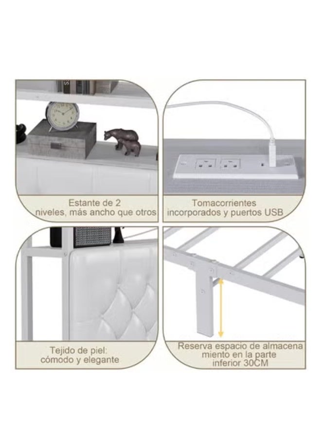 KLNAMAEAAN Double Bed Base and Storage Headboard For Bedroom to Décor the Room White - Image 5
