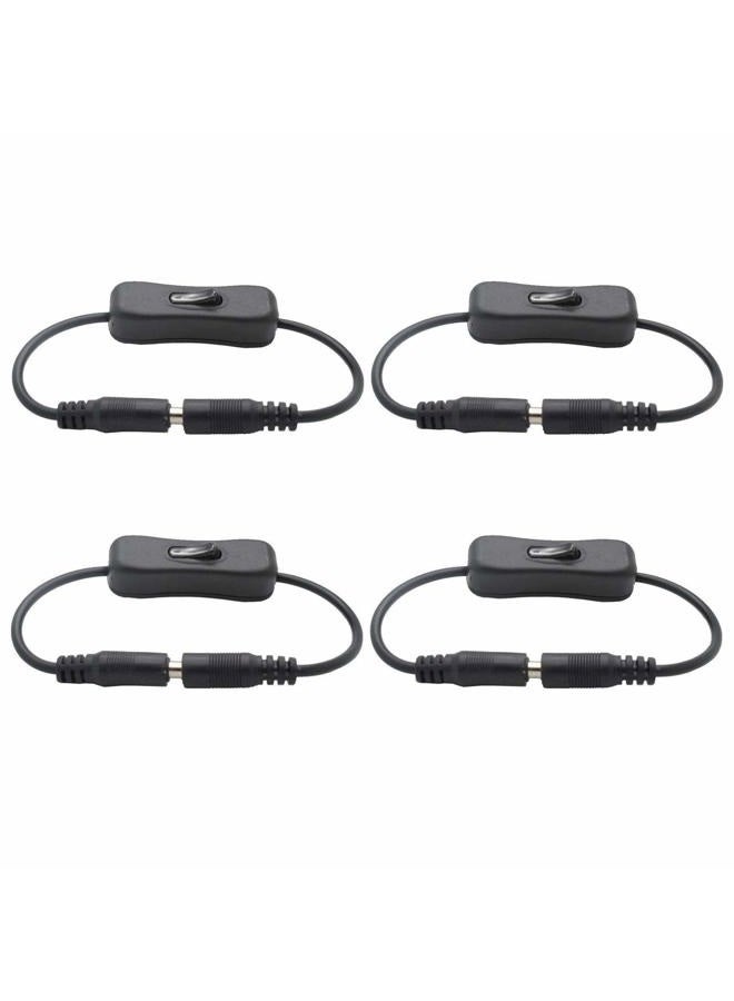 TronicsPros 4pcs 30cm Black DC Power Switch Cable, LED Strip Light Inline On/Off Switch, DC Jack (5.5x2.1mm) Male to Female Connector, Compatible with LED Strip, CCTV, Car Monitors - Image 1