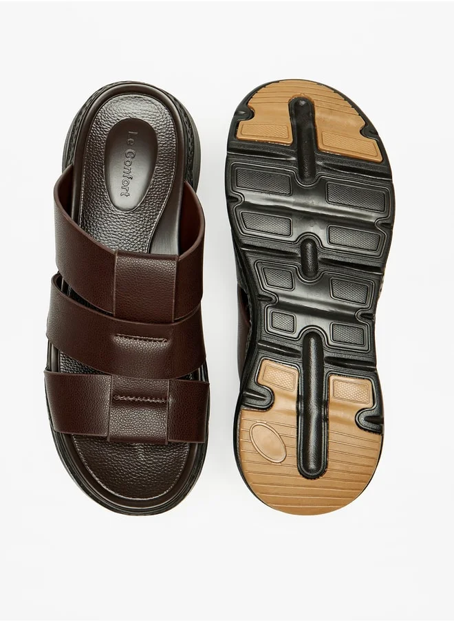 لو كونفورت Men's Solid Slip-On Sandals