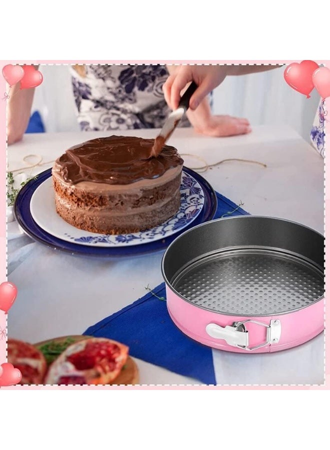 Spring Form Pan Set with Heart Round & Square Shape - Leak Proof Cake Mold for Baking Enthusiast - Deep Cake Tin Baking Set with Removable Bottom (24 CM x 26 CM x 28 CM) Set of 3 - Image 2