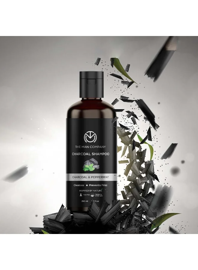 The Man Company Charcoal Shampoo For Oily Scalp To Eliminate Dandruff Healthy And Shiny Hair - 250Ml