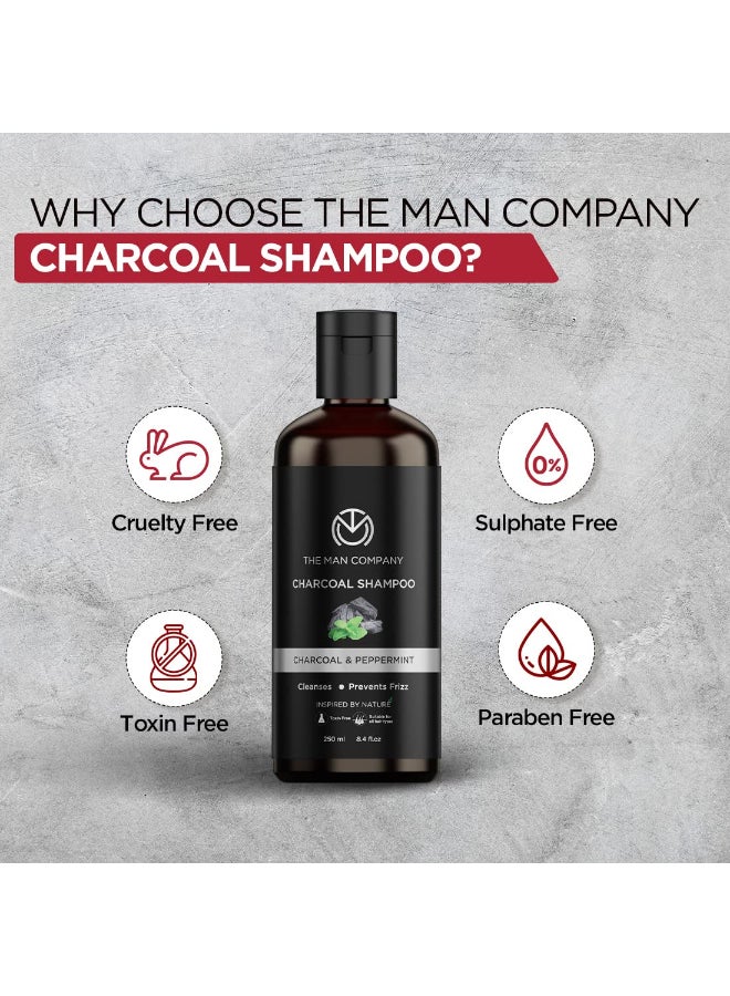 The Man Company Charcoal Shampoo For Oily Scalp To Eliminate Dandruff Healthy And Shiny Hair - 250Ml - Image 3