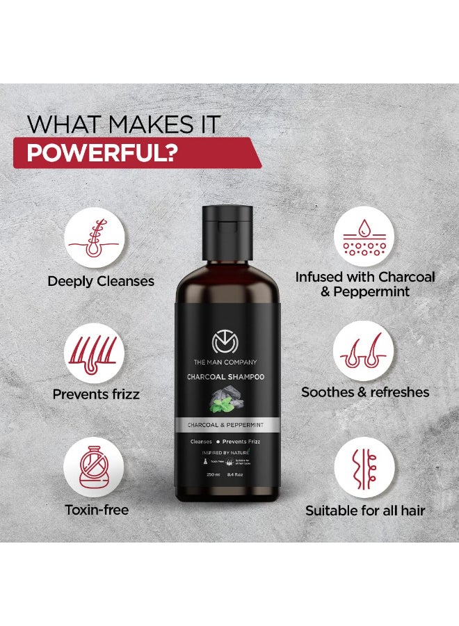 The Man Company Charcoal Shampoo For Oily Scalp To Eliminate Dandruff Healthy And Shiny Hair - 250Ml - Image 2