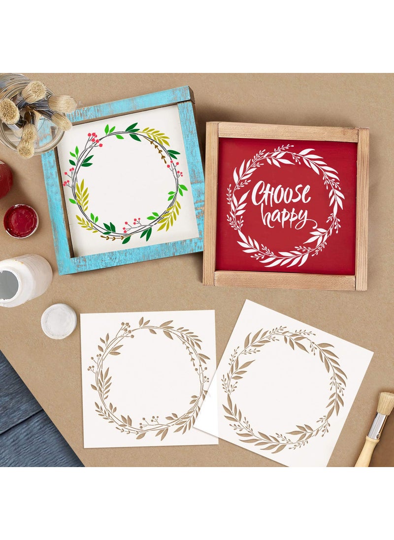 G GSS Designs GSS Designs Laurel Wreath Stencil (2 Pack) - Reusable Leaf Template Stencils (12x12 Inch) for Painting on Wood - DIY Plant Outdoor Wood Sign Home Decor (SL-092)  - Image 3
