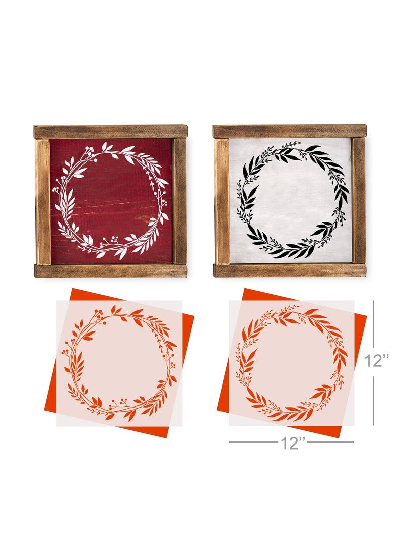 G GSS Designs GSS Designs Laurel Wreath Stencil (2 Pack) - Reusable Leaf Template Stencils (12x12 Inch) for Painting on Wood - DIY Plant Outdoor Wood Sign Home Decor (SL-092)  - Image 2