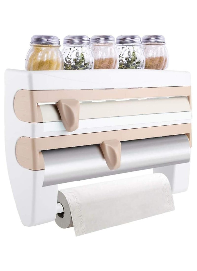 LIMITLESS - Foil Paper Dispenser and Cutter, Towel Holder, Spice Rack, ABS Plastic, Easy Installation with Screws or 3M Adhesive, Tissue Roll Holder, Cling Film Cutter, Kitchen Organizer Set - Image 1