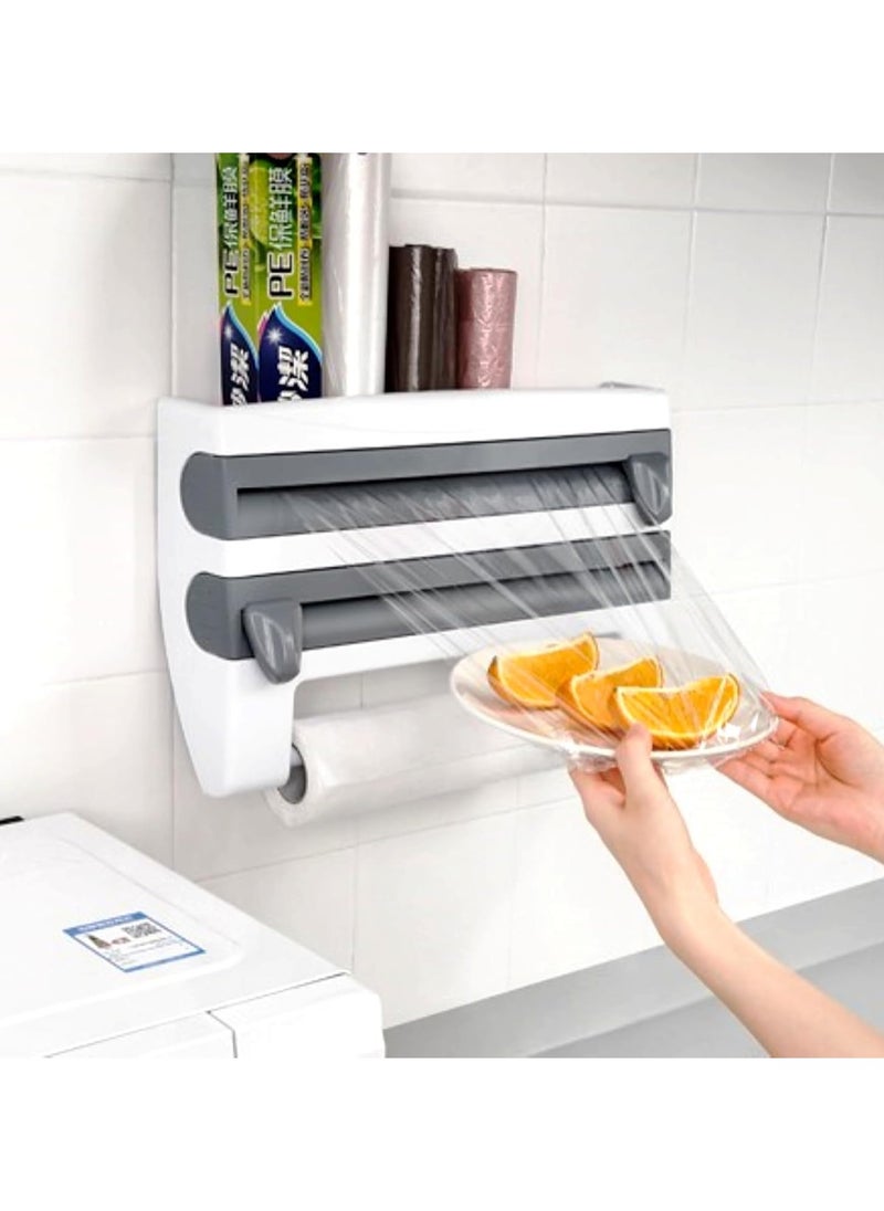 LIMITLESS - Foil Paper Dispenser and Cutter, Towel Holder, Spice Rack, ABS Plastic, Easy Installation with Screws or 3M Adhesive, Tissue Roll Holder, Cling Film Cutter, Kitchen Organizer Set - Image 1