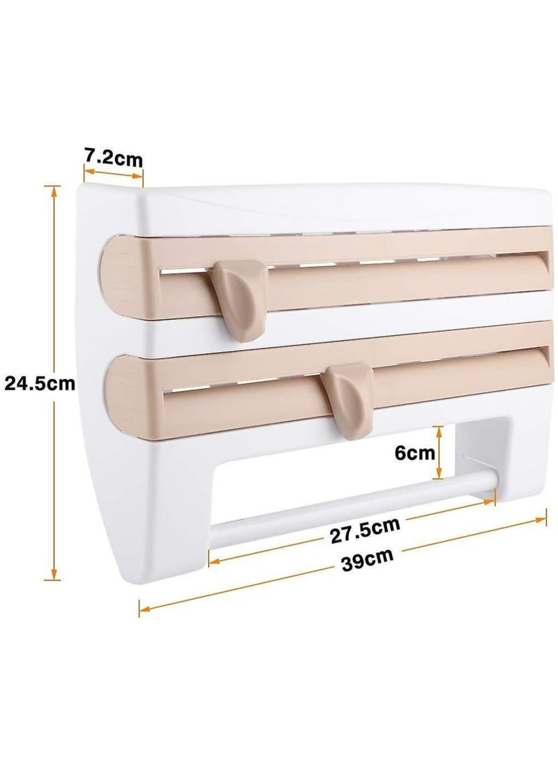 LIMITLESS - Foil Paper Dispenser and Cutter, Towel Holder, Spice Rack, ABS Plastic, Easy Installation with Screws or 3M Adhesive, Tissue Roll Holder, Cling Film Cutter, Kitchen Organizer Set - Image 1