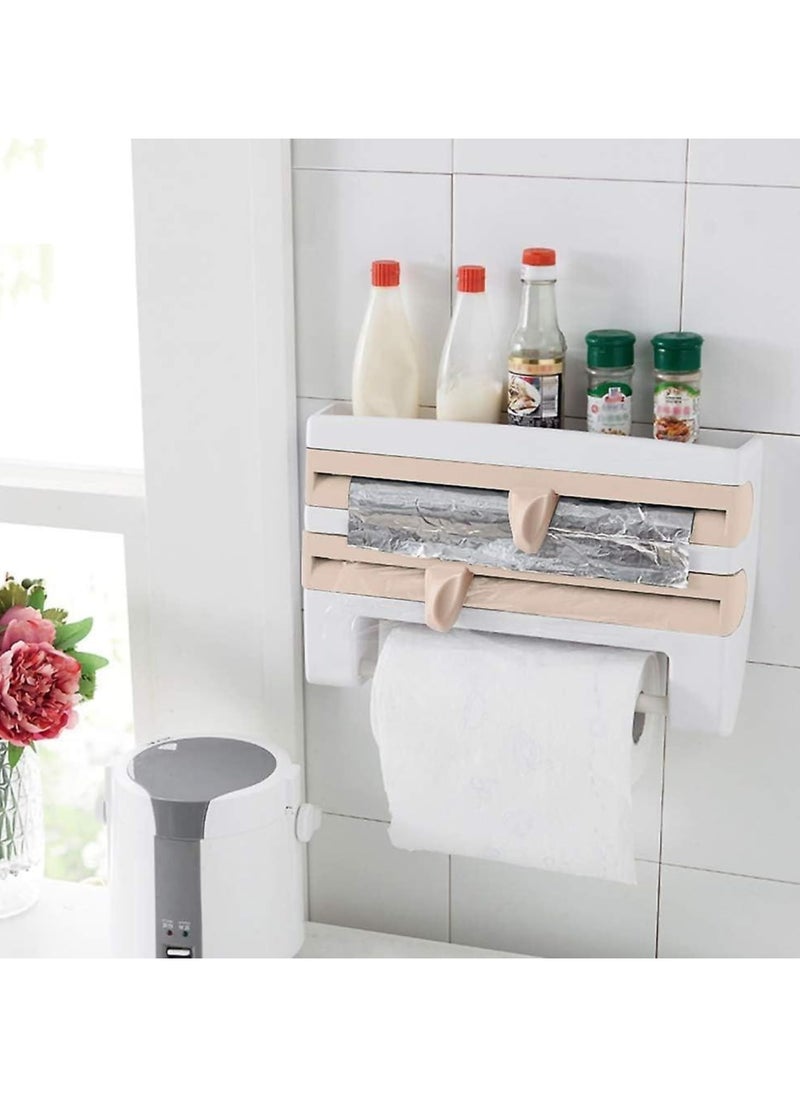LIMITLESS - Foil Paper Dispenser and Cutter, Towel Holder, Spice Rack, ABS Plastic, Easy Installation with Screws or 3M Adhesive, Tissue Roll Holder, Cling Film Cutter, Kitchen Organizer Set - Image 1