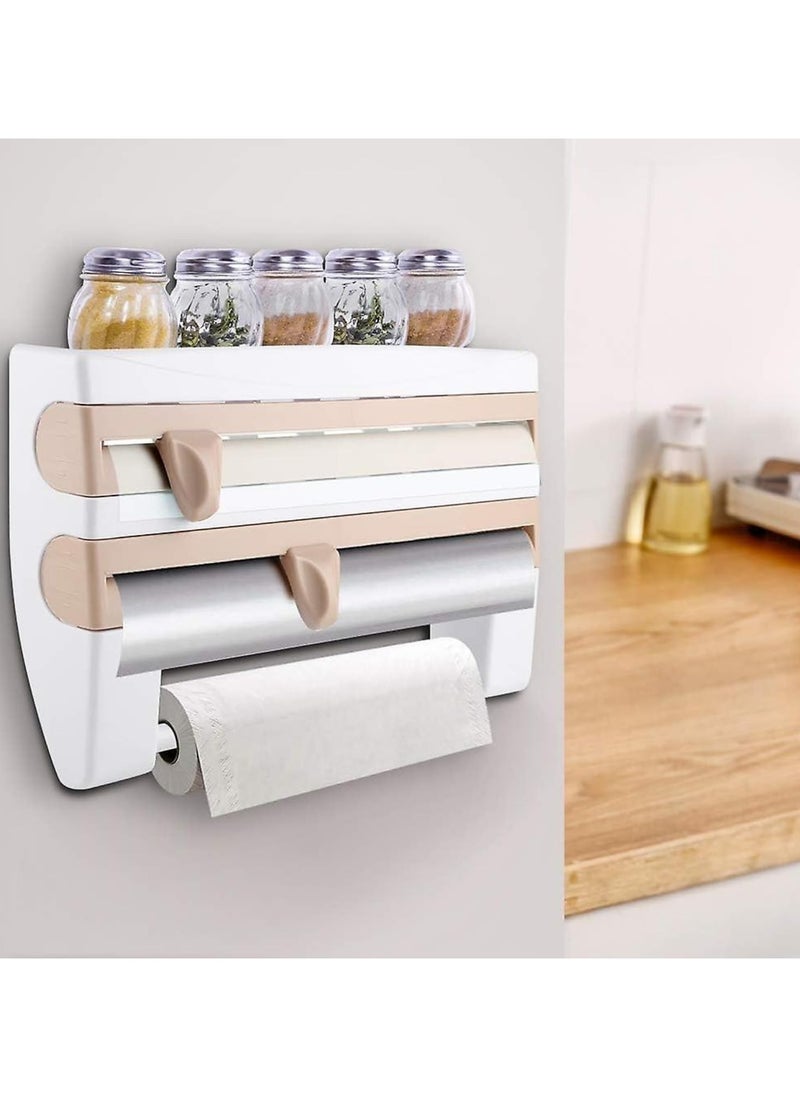 LIMITLESS - Foil Paper Dispenser and Cutter, Towel Holder, Spice Rack, ABS Plastic, Easy Installation with Screws or 3M Adhesive, Tissue Roll Holder, Cling Film Cutter, Kitchen Organizer Set - Image 1