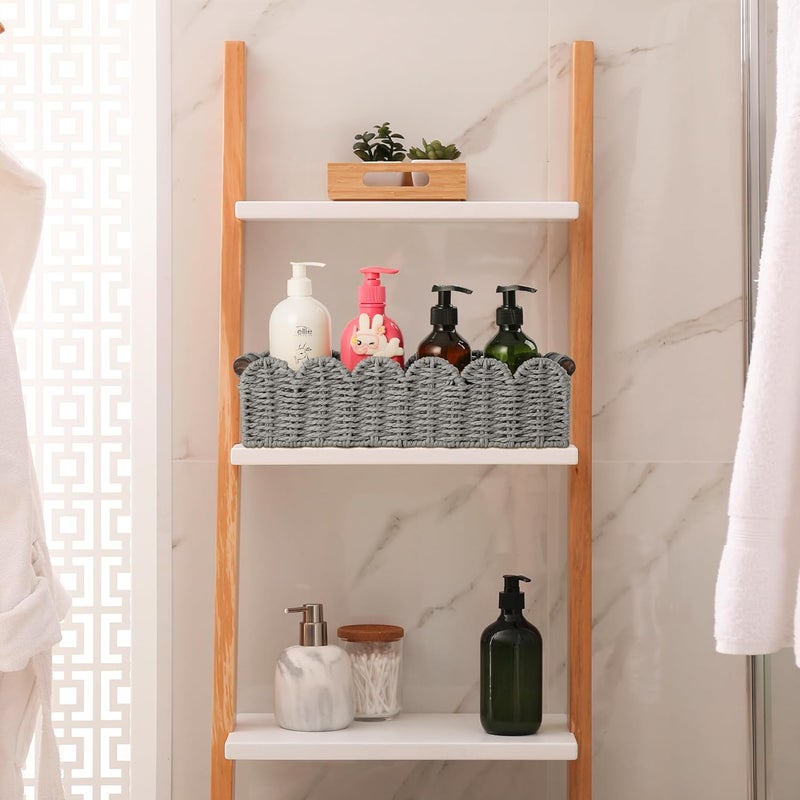 HOSROOME Toilet Paper Storage Basket Bathroom Counter Organizer Wicker Baskets for Organizing Cute Basket for Bedroom Nursery Room Kitchen Bathroom Decor-Gray - Image 5