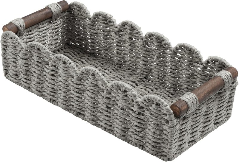 HOSROOME Toilet Paper Storage Basket Bathroom Counter Organizer Wicker Baskets for Organizing Cute Basket for Bedroom Nursery Room Kitchen Bathroom Decor-Gray - Image 1