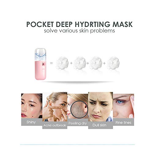 GIVERARE 2 Pack Nano Facial Steamer, Handy Mini Mister, USB Rechargeable Mist Sprayer, 30ml Visual Water Tank Moisturizing&Hydrating for Face, Skin Care, Eyelash Extensions-Pink - Image 5