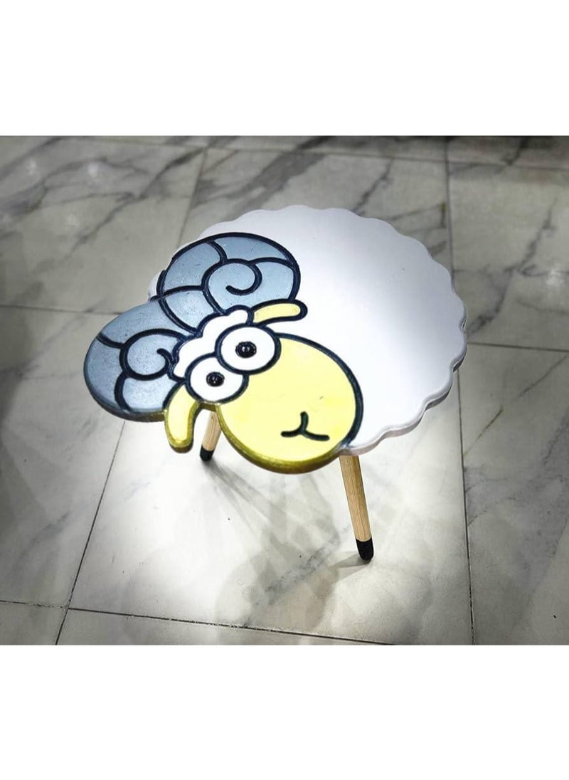 Generic Trendy sheep-shaped decorative table Wooden with 3 legs, easy to assemble and disassemble For the reception, chalet, garden, or home corner. You can give it as a gift to your loved ones. High-quality Duco finish. Produced in a carton.  - Image 1