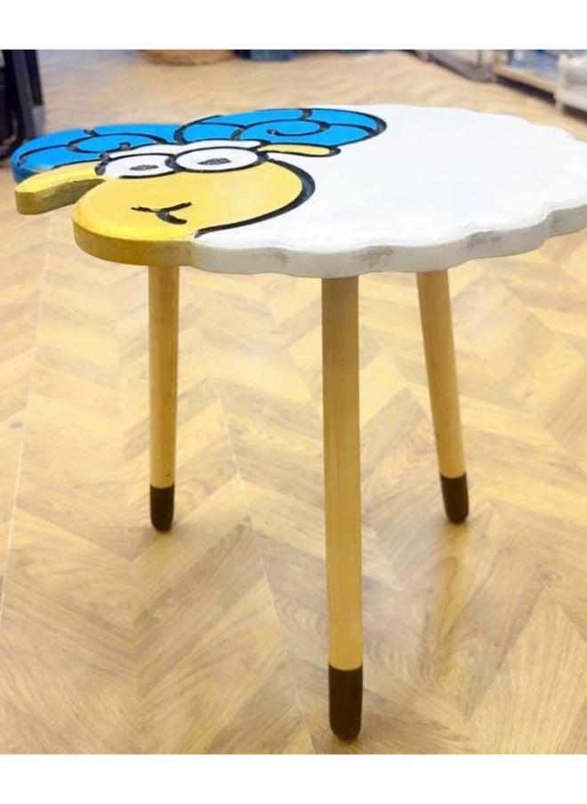 Generic Trendy sheep-shaped decorative table Wooden with 3 legs, easy to assemble and disassemble For the reception, chalet, garden, or home corner. You can give it as a gift to your loved ones. High-quality Duco finish. Produced in a carton.  - Image 5