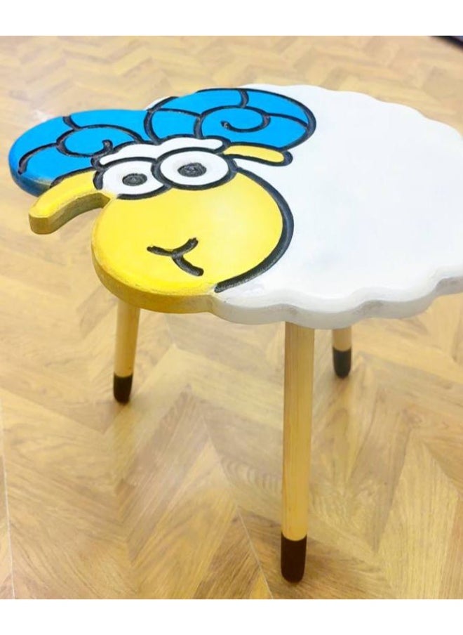 Generic Trendy sheep-shaped decorative table Wooden with 3 legs, easy to assemble and disassemble For the reception, chalet, garden, or home corner. You can give it as a gift to your loved ones. High-quality Duco finish. Produced in a carton.  - Image 4