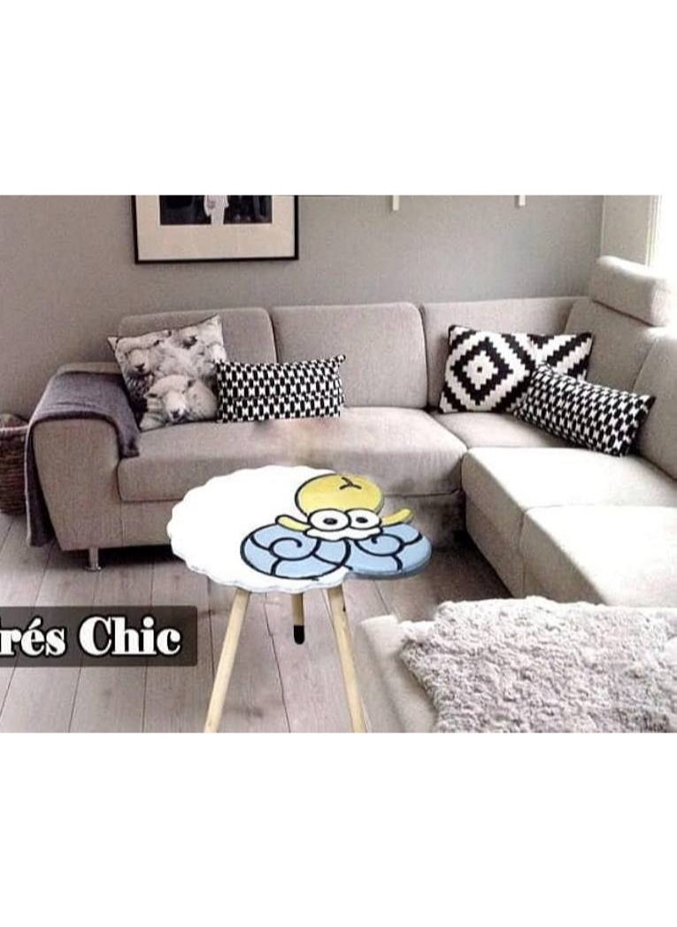 Generic Trendy sheep-shaped decorative table Wooden with 3 legs, easy to assemble and disassemble For the reception, chalet, garden, or home corner. You can give it as a gift to your loved ones. High-quality Duco finish. Produced in a carton.  - Image 3