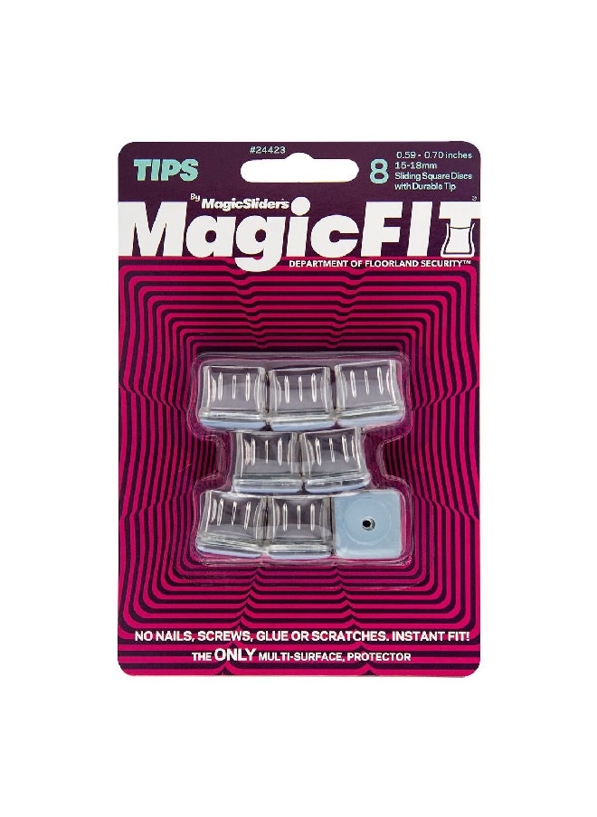 Magic Sliders - 8-Piece Durable Rubber Square Shape Sliding Disc Felt Pad Set Clear 0.59 - 0.70 Inch 24423 - Image 1